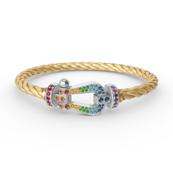 Mystic FORC Großes Hufeisen BUNTES DIAMANTENARMBAND SILBER