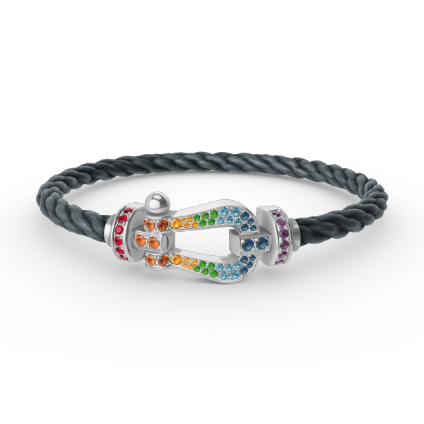 Mystic FORC Großes Hufeisen BUNTES DIAMANTENARMBAND SILBER