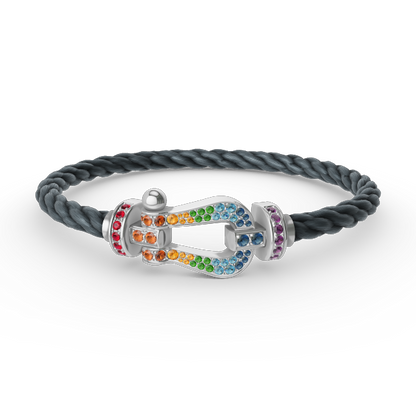 Mystic FORC Großes Hufeisen BUNTES DIAMANTENARMBAND SILBER