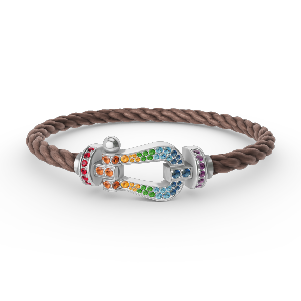 Mystic FORC Großes Hufeisen BUNTES DIAMANTENARMBAND SILBER
