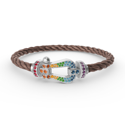 Mystic FORC Großes Hufeisen BUNTES DIAMANTENARMBAND SILBER