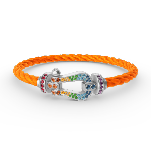 Mystic FORC Großes Hufeisen BUNTES DIAMANTENARMBAND SILBER