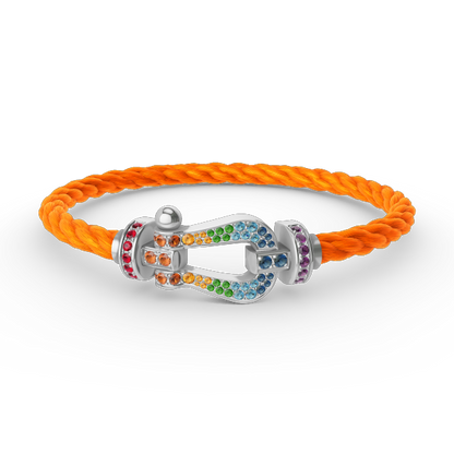 Mystic FORC Großes Hufeisen BUNTES DIAMANTENARMBAND SILBER