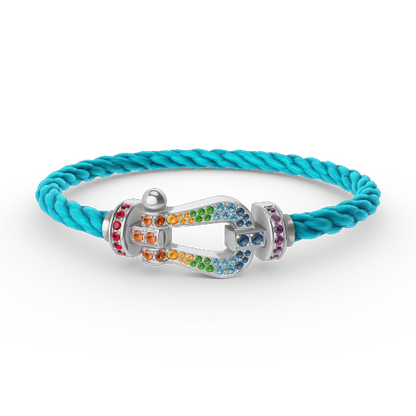 Mystic FORC Großes Hufeisen BUNTES DIAMANTENARMBAND SILBER