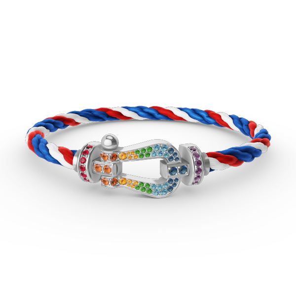 Mystic FORC Großes Hufeisen BUNTES DIAMANTENARMBAND SILBER