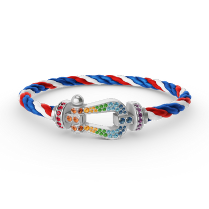 Mystic FORC Großes Hufeisen BUNTES DIAMANTENARMBAND SILBER