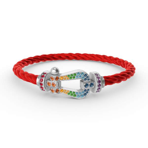 Mystic FORC Großes Hufeisen BUNTES DIAMANTENARMBAND SILBER