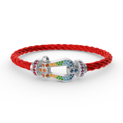 Mystic FORC Großes Hufeisen BUNTES DIAMANTENARMBAND SILBER