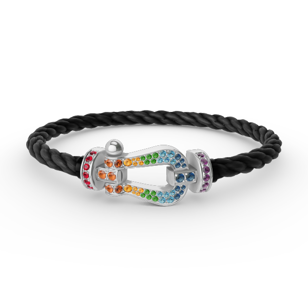 Mystic FORC Großes Hufeisen BUNTES DIAMANTENARMBAND SILBER