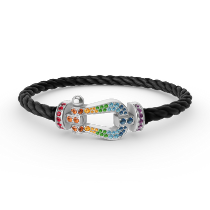 Mystic FORC Großes Hufeisen BUNTES DIAMANTENARMBAND SILBER