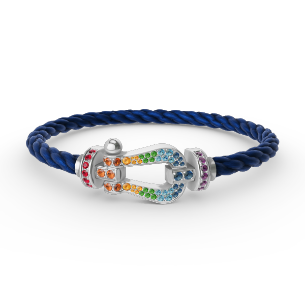 Mystic FORC Großes Hufeisen BUNTES DIAMANTENARMBAND SILBER