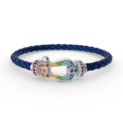 Mystic FORC Großes Hufeisen BUNTES DIAMANTENARMBAND SILBER