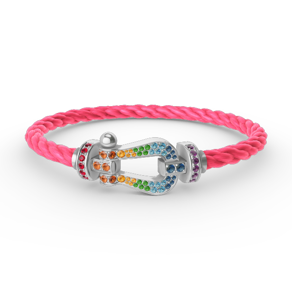 Mystic FORC Großes Hufeisen BUNTES DIAMANTENARMBAND SILBER