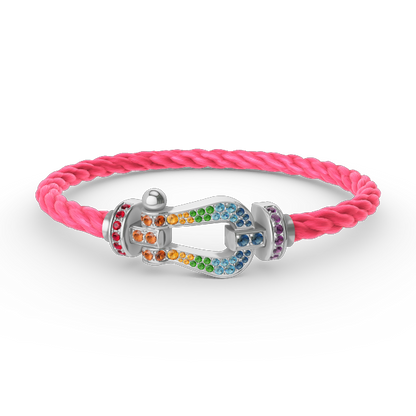 Mystic FORC Großes Hufeisen BUNTES DIAMANTENARMBAND SILBER