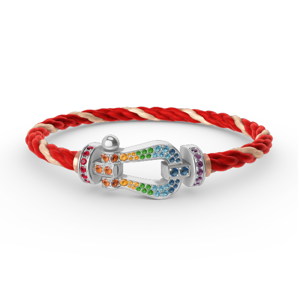 Mystic FORC Großes Hufeisen BUNTES DIAMANTENARMBAND SILBER