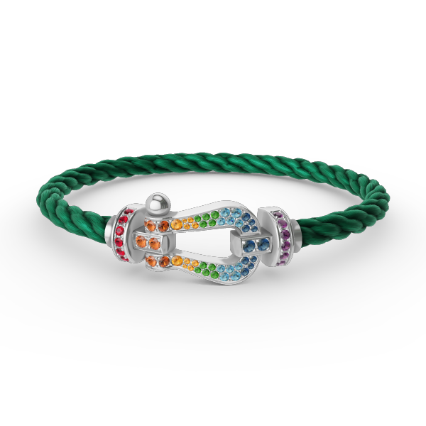Mystic FORC Großes Hufeisen BUNTES DIAMANTENARMBAND SILBER