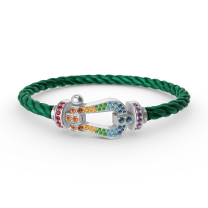 Mystic FORC Großes Hufeisen BUNTES DIAMANTENARMBAND SILBER
