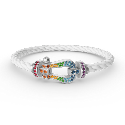 Mystic FORC Großes Hufeisen BUNTES DIAMANTENARMBAND SILBER