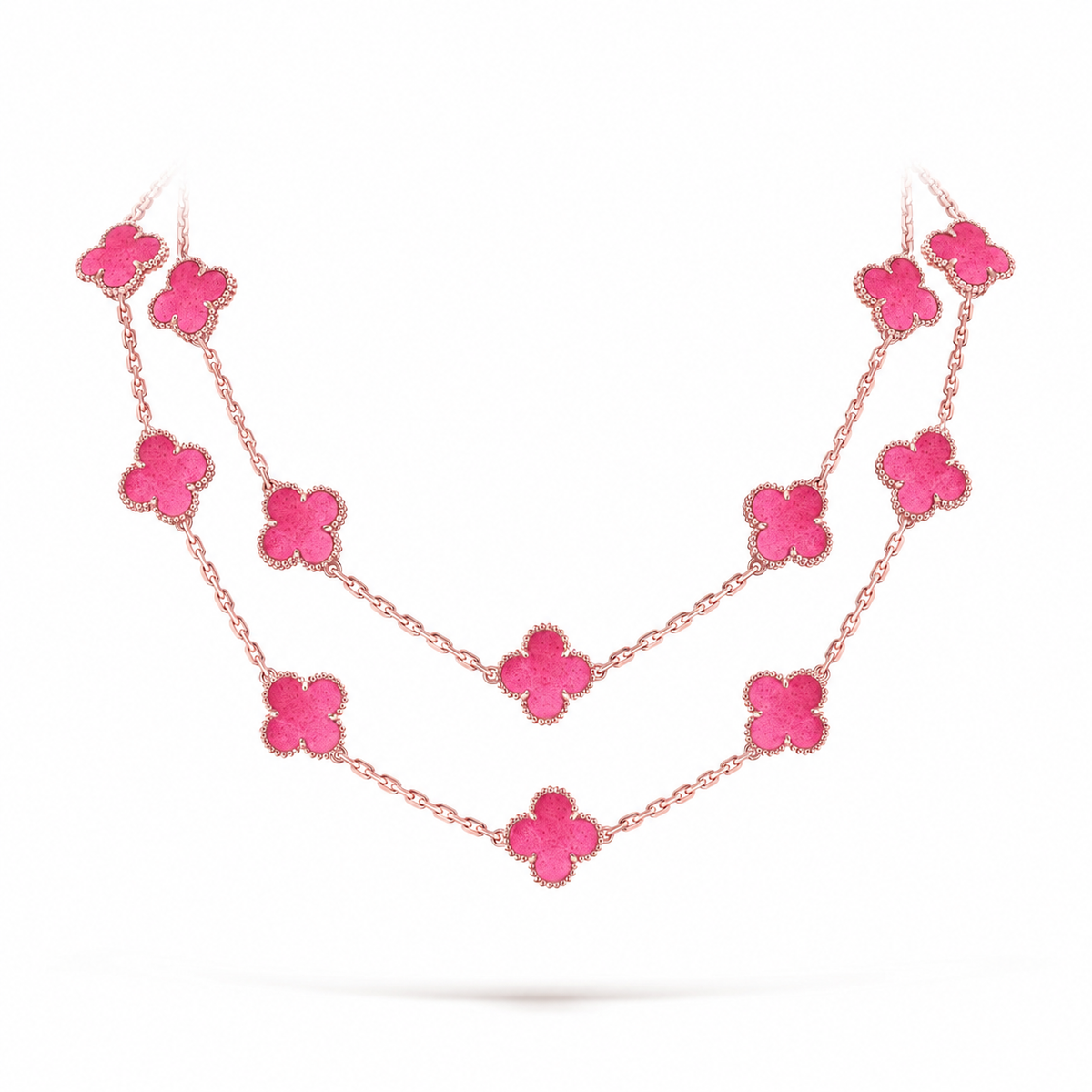 [Mystic] NEW CLOVER 20 MOTIFS PINK ENAMEL NECKLACE