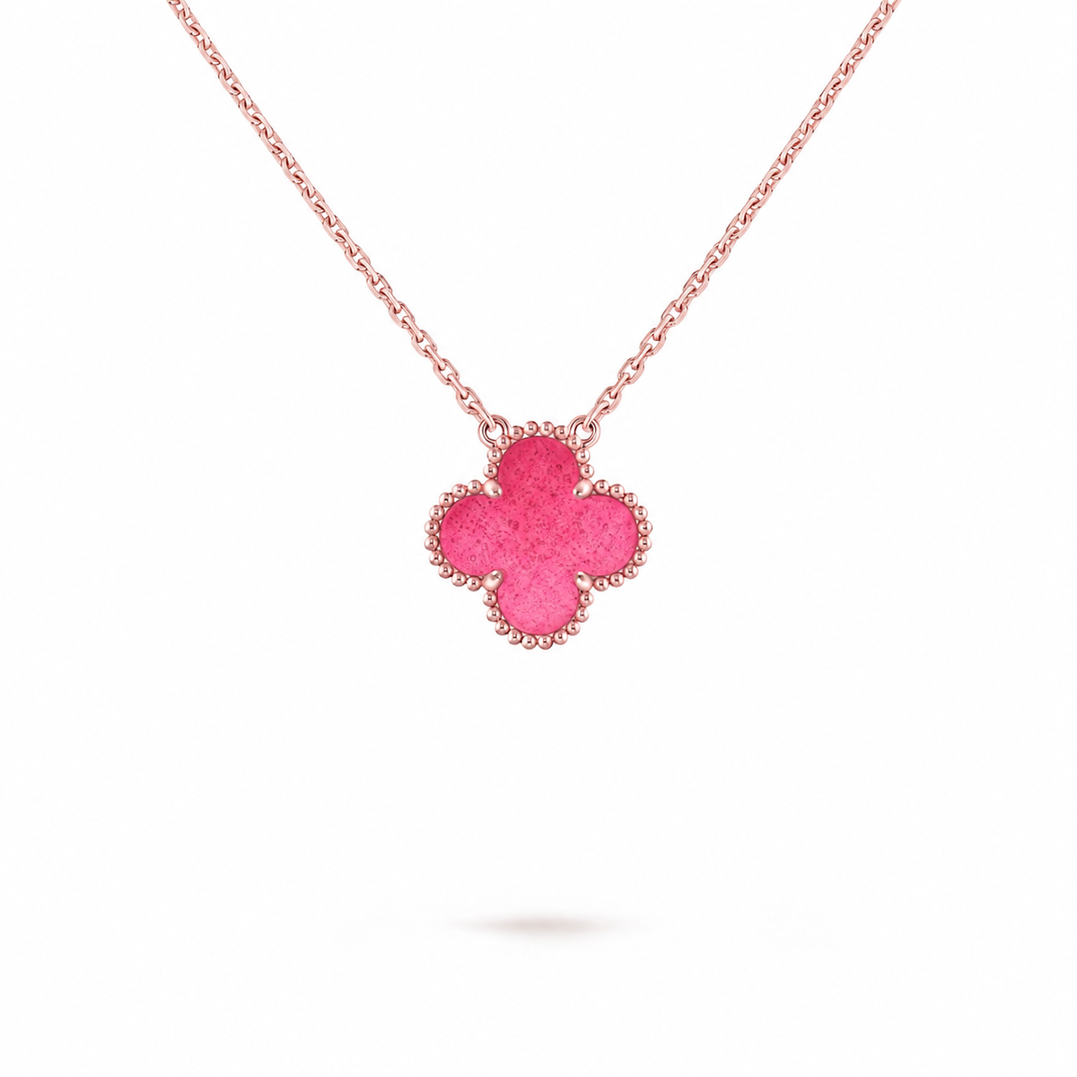 [Mystic] NEW CLOVER 15MM PINK ENAMEL NECKLACE