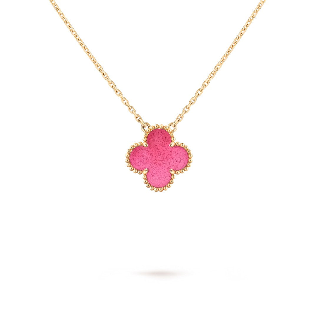 [Mystic] NEW CLOVER 15MM PINK ENAMEL NECKLACE