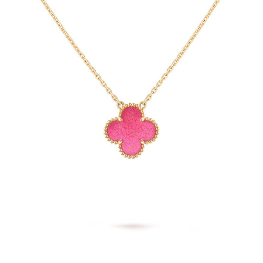 [Mystic] NEW CLOVER 15MM PINK ENAMEL NECKLACE
