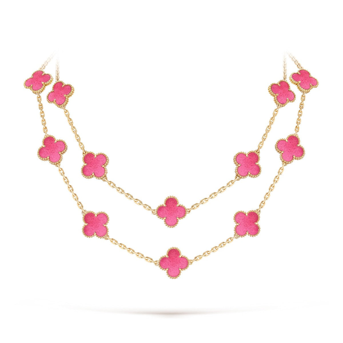[Mystic] NEW CLOVER 20 MOTIFS PINK ENAMEL NECKLACE