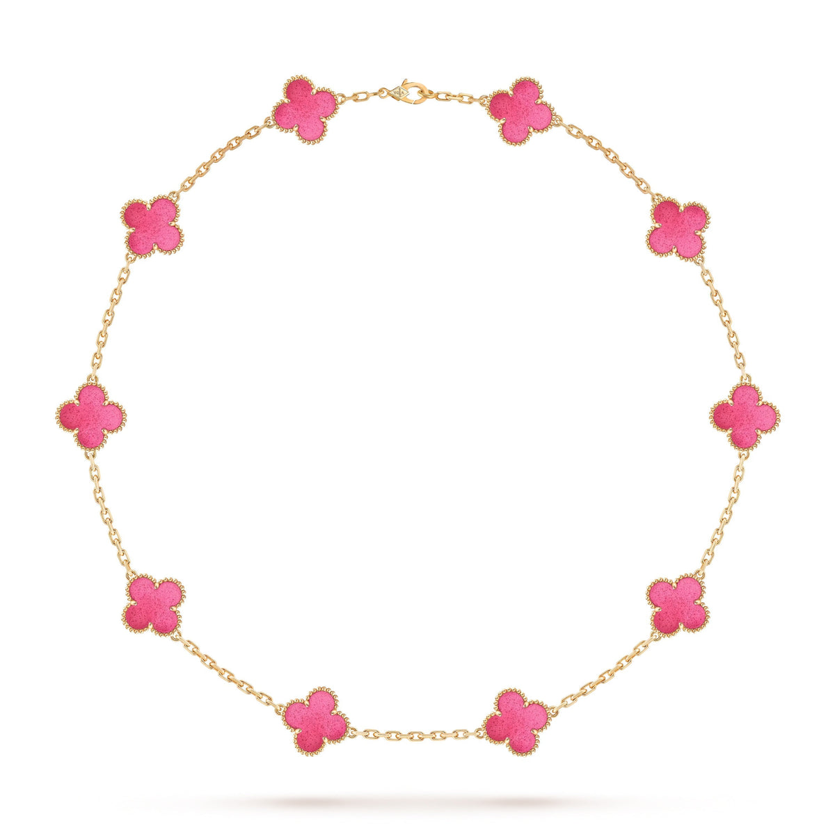 [Mystic]NEW CLOVER 10 MOTIFS PINK ENAMEL NECKLACE