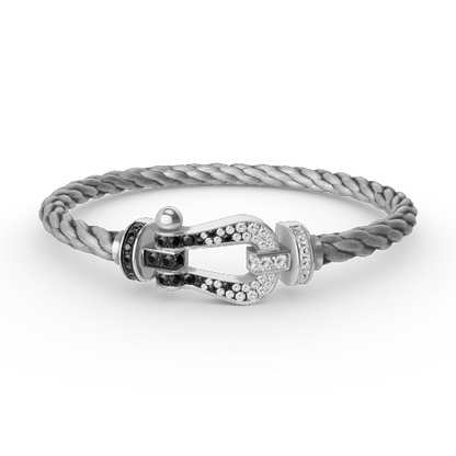 Mysitc FORCE LARGE HORSESHOE BLACK WHITE DIAMOND BRACELET SILVER