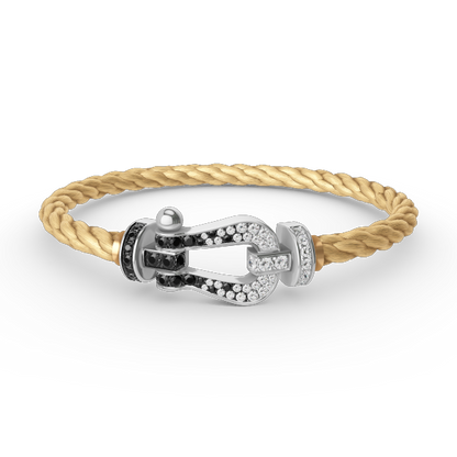 Mysitc FORCE LARGE HORSESHOE BLACK WHITE DIAMOND BRACELET SILVER