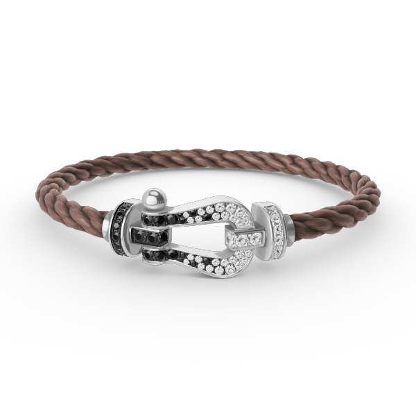 Mysitc FORCE LARGE HORSESHOE BLACK WHITE DIAMOND BRACELET SILVER