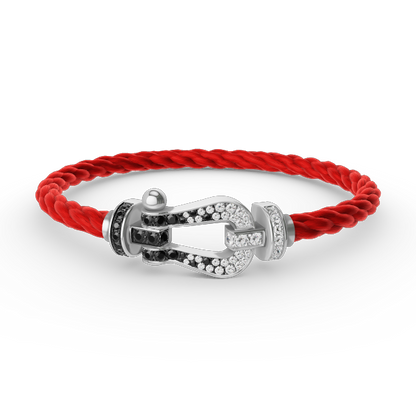 Mysitc FORCE LARGE HORSESHOE BLACK WHITE DIAMOND BRACELET SILVER