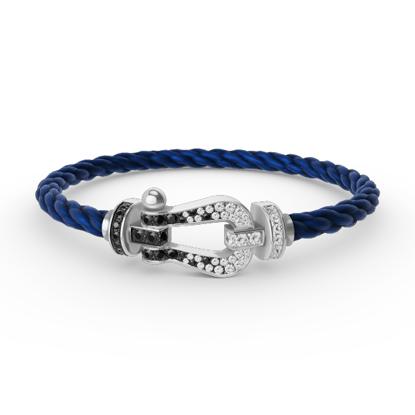 Mysitc FORCE LARGE HORSESHOE BLACK WHITE DIAMOND BRACELET SILVER