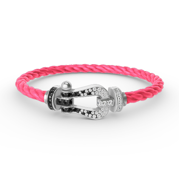Mysitc FORCE LARGE HORSESHOE BLACK WHITE DIAMOND BRACELET SILVER