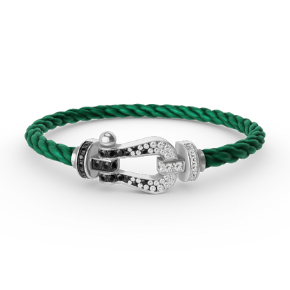 Mysitc FORCE LARGE HORSESHOE BLACK WHITE DIAMOND BRACELET SILVER