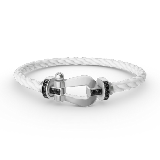 Mysitc FORCE LARGE HORSESHOE BLACK DIAMOND BRACELET SILVER