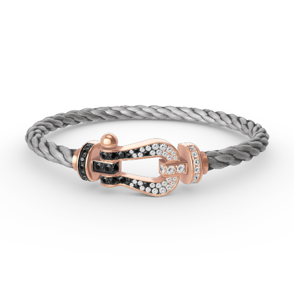 Mysitc FORCE LARGE HORSESHOE BLACK WHITE DIAMOND BRACELET ROSE GOLD
