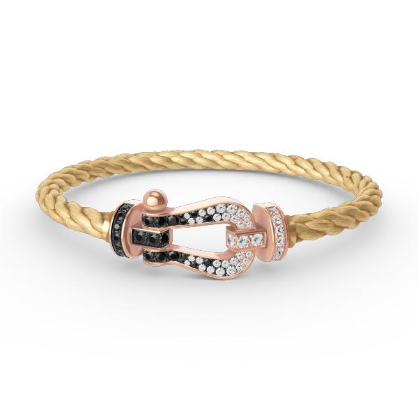 Mysitc FORCE LARGE HORSESHOE BLACK WHITE DIAMOND BRACELET ROSE GOLD