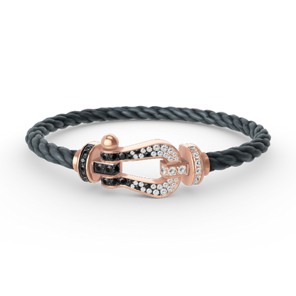 Mysitc FORCE LARGE HORSESHOE BLACK WHITE DIAMOND BRACELET ROSE GOLD