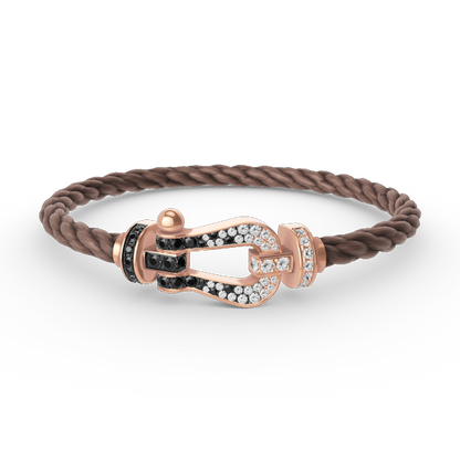 Mysitc FORCE LARGE HORSESHOE BLACK WHITE DIAMOND BRACELET ROSE GOLD