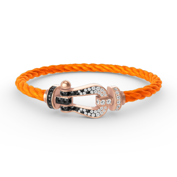 Mysitc FORCE LARGE HORSESHOE BLACK WHITE DIAMOND BRACELET ROSE GOLD