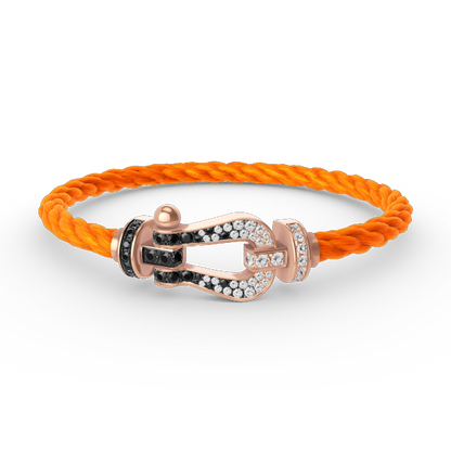 Mysitc FORCE LARGE HORSESHOE BLACK WHITE DIAMOND BRACELET ROSE GOLD