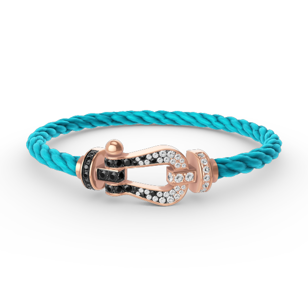 Mysitc FORCE LARGE HORSESHOE BLACK WHITE DIAMOND BRACELET ROSE GOLD