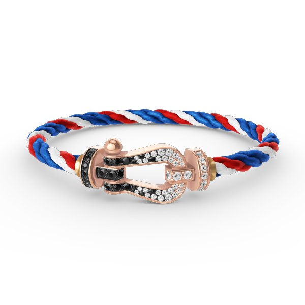 Mysitc FORCE LARGE HORSESHOE BLACK WHITE DIAMOND BRACELET ROSE GOLD