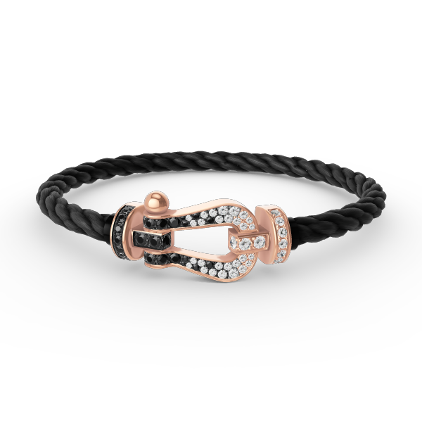 Mysitc FORCE LARGE HORSESHOE BLACK WHITE DIAMOND BRACELET ROSE GOLD