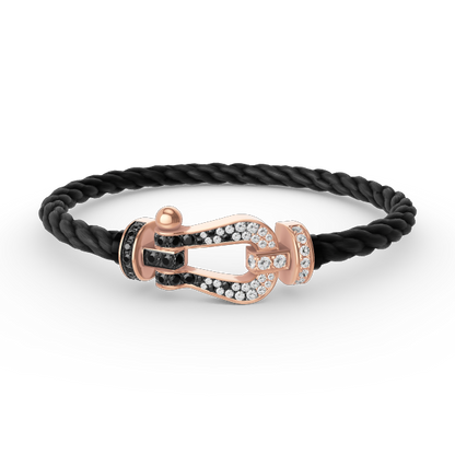 Mysitc FORCE LARGE HORSESHOE BLACK WHITE DIAMOND BRACELET ROSE GOLD