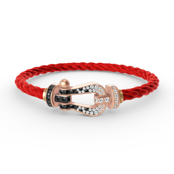 Mysitc FORCE LARGE HORSESHOE BLACK WHITE DIAMOND BRACELET ROSE GOLD