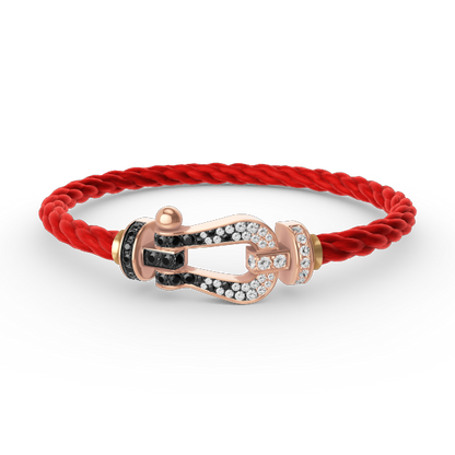 Mysitc FORCE LARGE HORSESHOE BLACK WHITE DIAMOND BRACELET ROSE GOLD