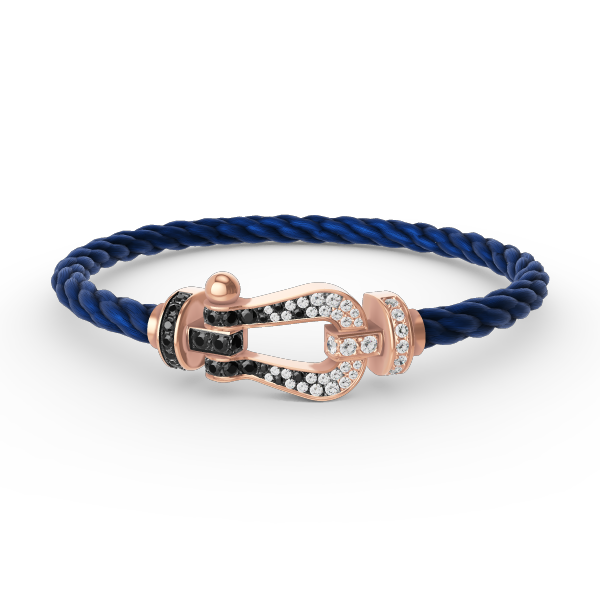 Mysitc FORCE LARGE HORSESHOE BLACK WHITE DIAMOND BRACELET ROSE GOLD
