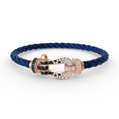 Mysitc FORCE LARGE HORSESHOE BLACK WHITE DIAMOND BRACELET ROSE GOLD